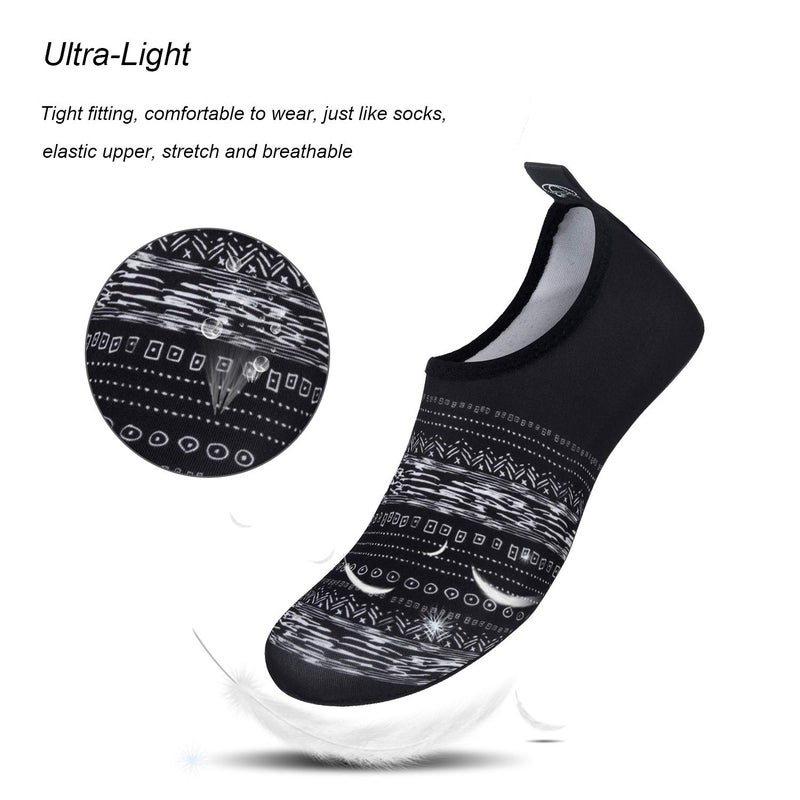 WateLves Water Shoes for Womens Mens Barefoot Quick-Dry Aqua Socks for Beach Swim Surf Yoga Exercise Camping Must Haves (Bohemia Black, 38/39) - Image 3